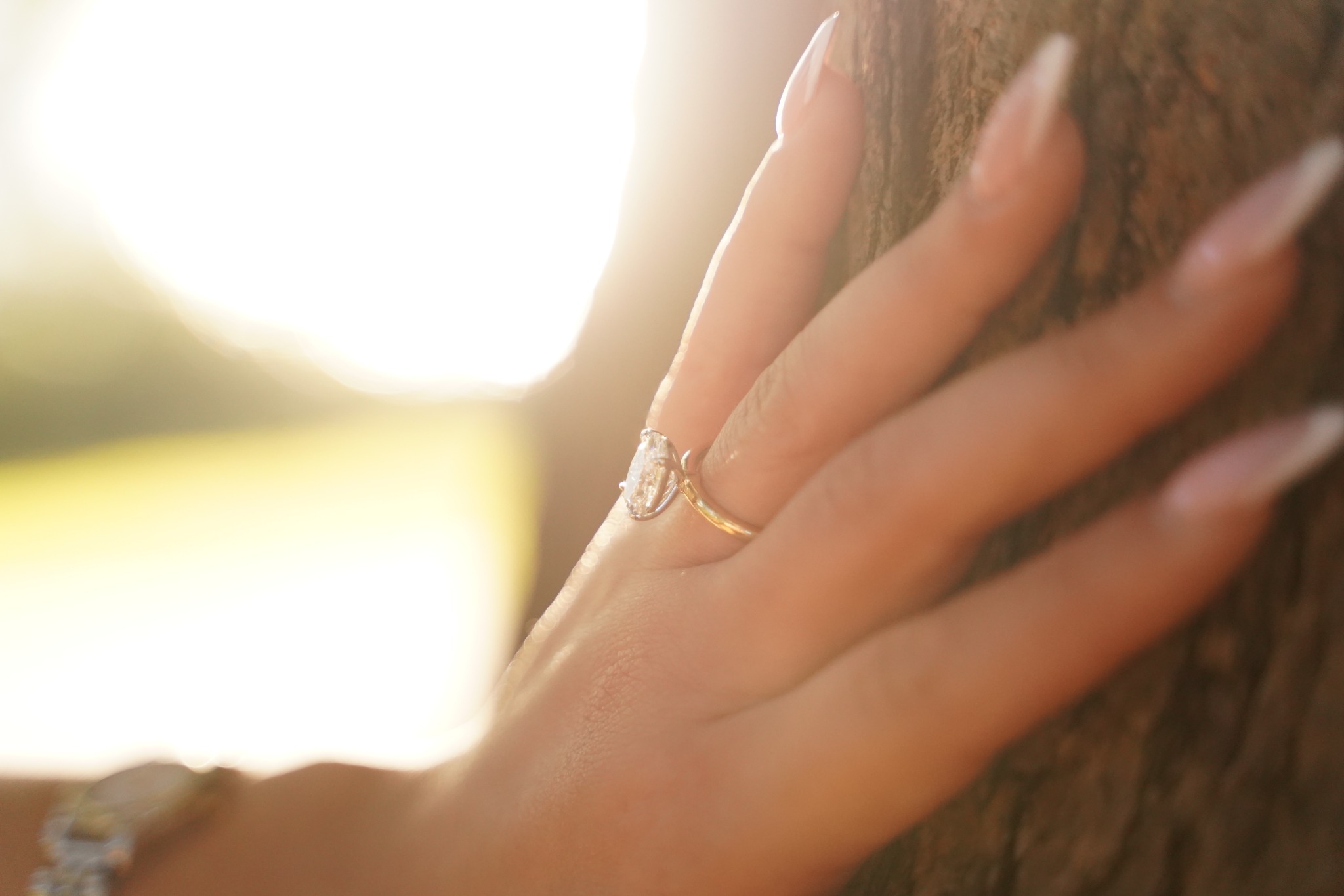 Engagement ring in sunlight
